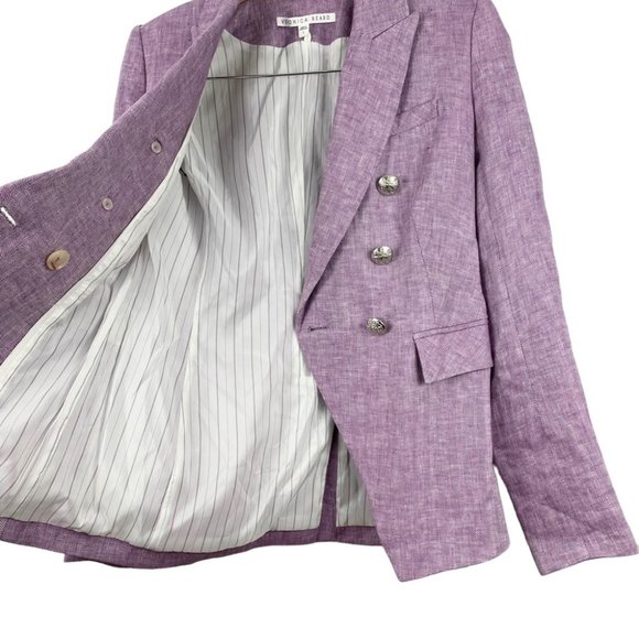 SOLD Veronica Beard Dickey Blazer Miller Lilac Purple Double Breasted Jacket - Picture 14 of 16